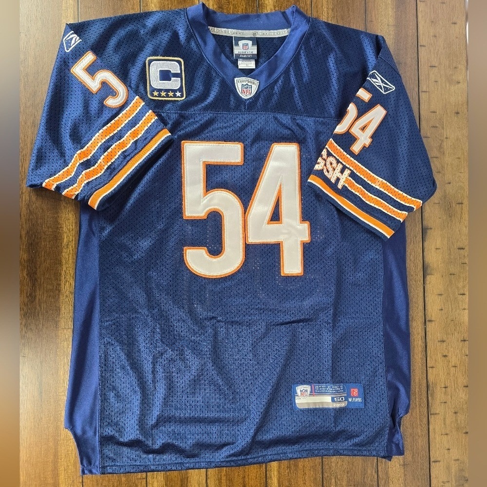 Reebok Chicago Bears Brian‎ Urlacher #54 Authentic Captain Jersey Size 50